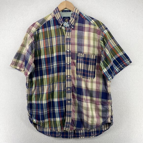 Gant Other - GANT Shirt Men L SALTY DOG Indian Madras Plaid Half Sleeve Button Up Cotton Blue